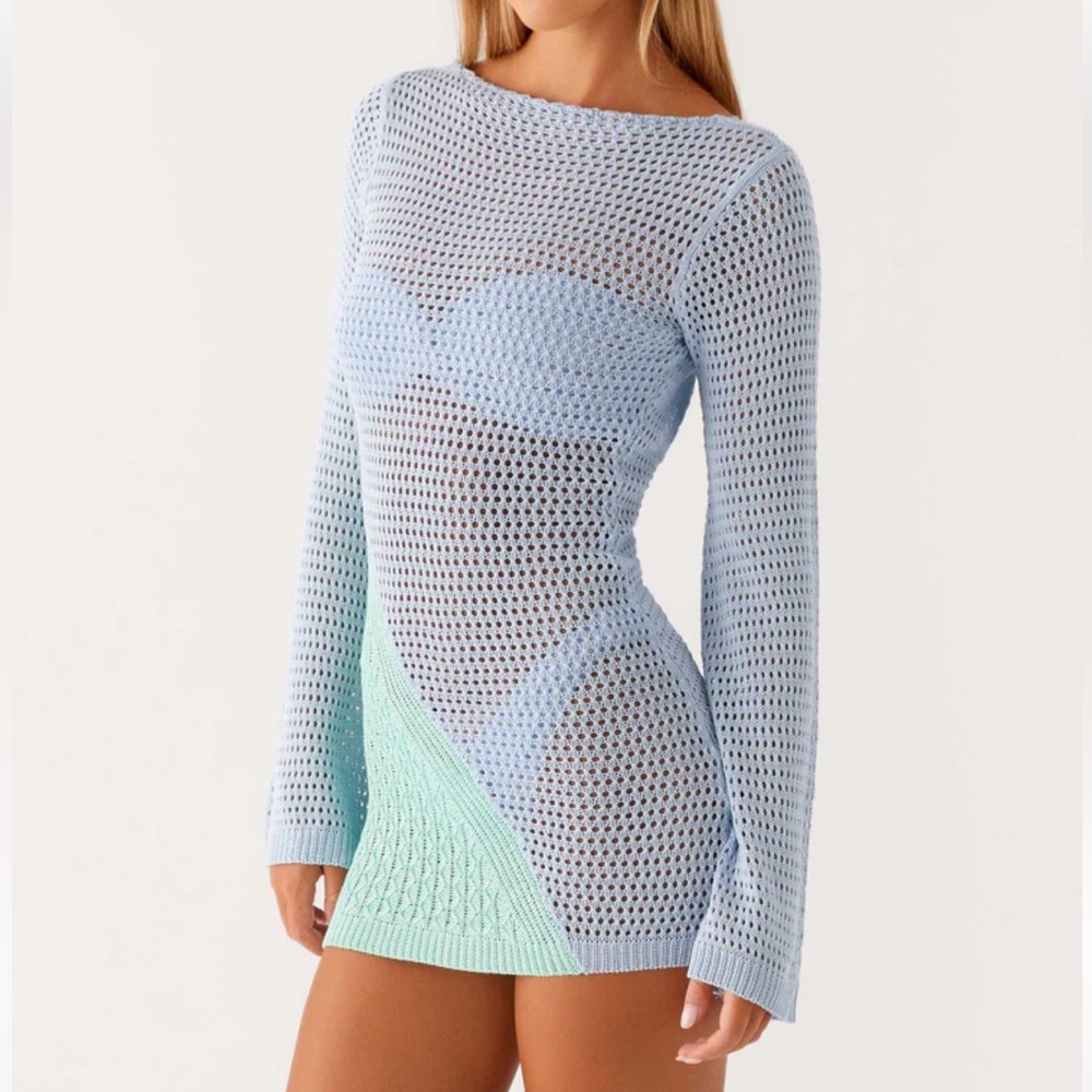 NWT Estie Long Sleeve Crochet Mini Dress - Multi